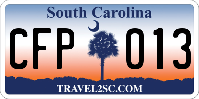 SC license plate CFP013