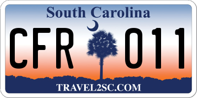 SC license plate CFR011