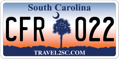 SC license plate CFR022