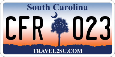 SC license plate CFR023