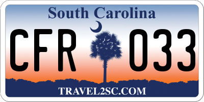 SC license plate CFR033