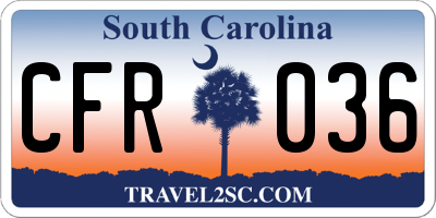 SC license plate CFR036
