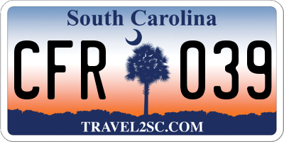 SC license plate CFR039