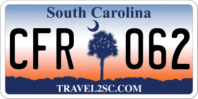 SC license plate CFR062