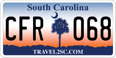 SC license plate CFR068