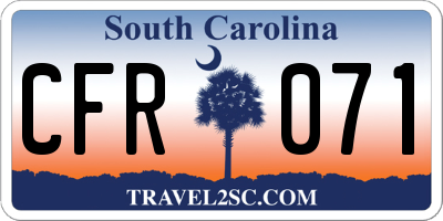 SC license plate CFR071