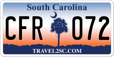 SC license plate CFR072