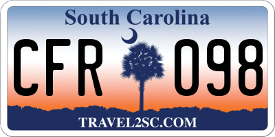SC license plate CFR098
