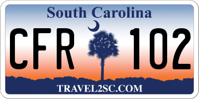 SC license plate CFR102