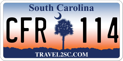 SC license plate CFR114