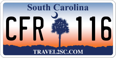 SC license plate CFR116
