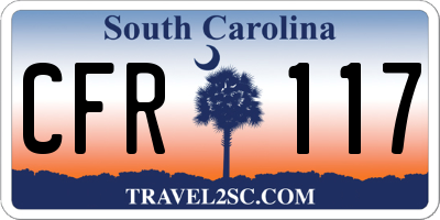 SC license plate CFR117
