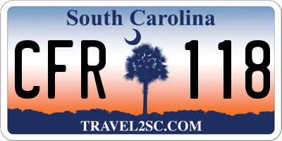 SC license plate CFR118
