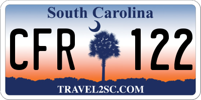 SC license plate CFR122