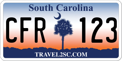 SC license plate CFR123