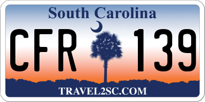 SC license plate CFR139