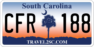 SC license plate CFR188