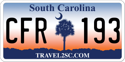 SC license plate CFR193