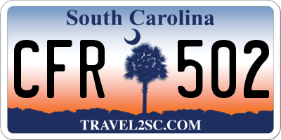 SC license plate CFR502