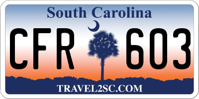 SC license plate CFR603