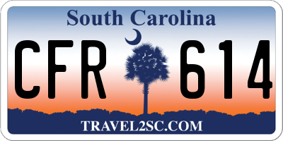 SC license plate CFR614