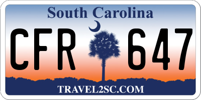 SC license plate CFR647