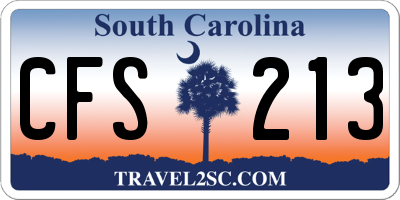 SC license plate CFS213