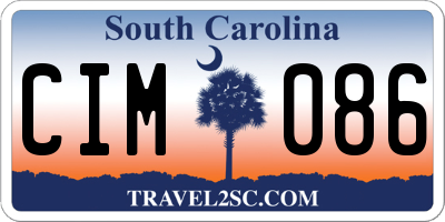 SC license plate CIM086