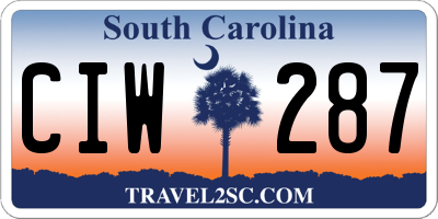 SC license plate CIW287
