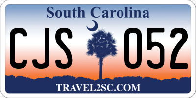 SC license plate CJS052