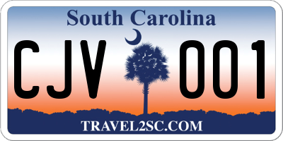 SC license plate CJV001