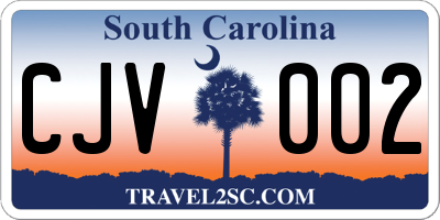 SC license plate CJV002