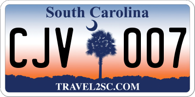 SC license plate CJV007
