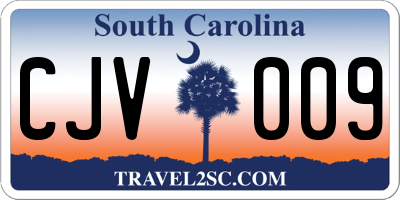 SC license plate CJV009