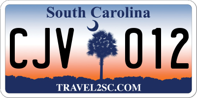 SC license plate CJV012