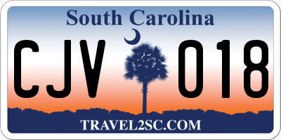 SC license plate CJV018