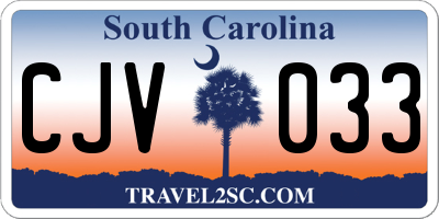 SC license plate CJV033