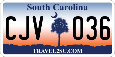 SC license plate CJV036