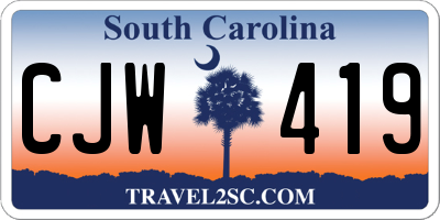 SC license plate CJW419