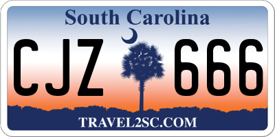 SC license plate CJZ666