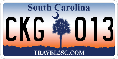 SC license plate CKG013