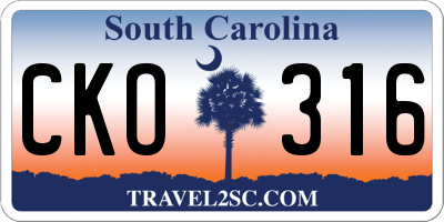 SC license plate CKO316