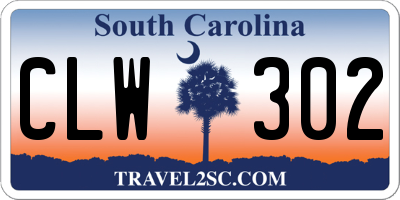 SC license plate CLW302