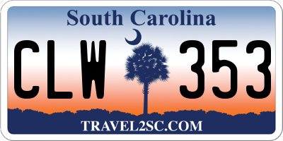 SC license plate CLW353