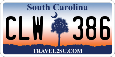 SC license plate CLW386