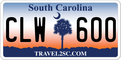SC license plate CLW600