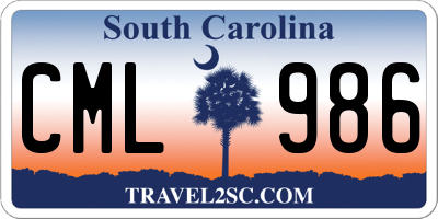 SC license plate CML986