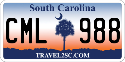 SC license plate CML988