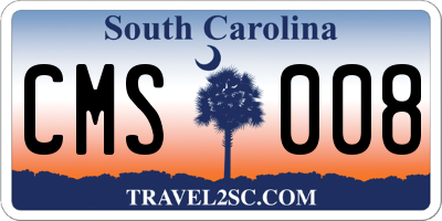 SC license plate CMS008