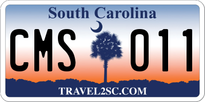 SC license plate CMS011
